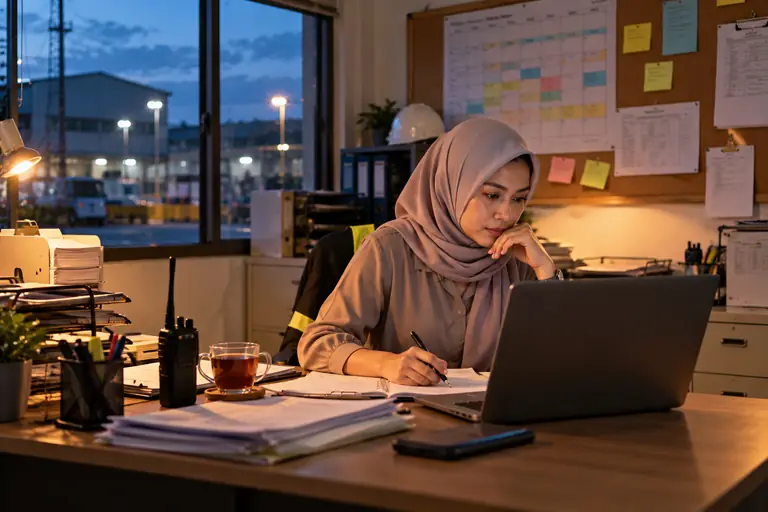 Supervisor menyusun jadwal shift minggu depan